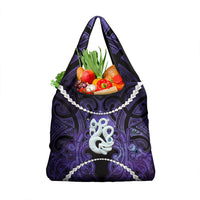 Maori Matariki Manaia Waiporoporo Grocery Bag Maori Kowhaiwhai Pattern Galaxy