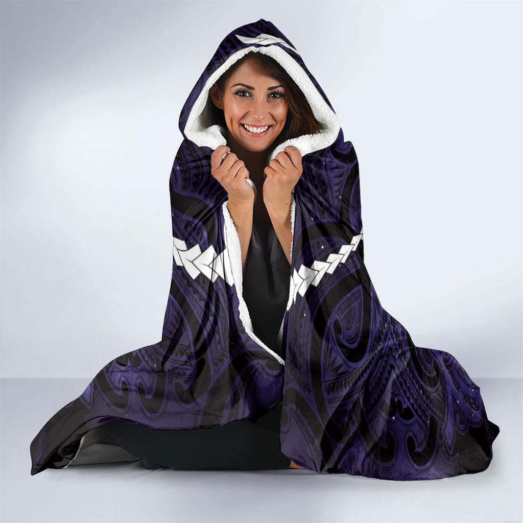 Maori Matariki Manaia Waiporoporo Hooded Blanket Maori Kowhaiwhai Pattern Galaxy