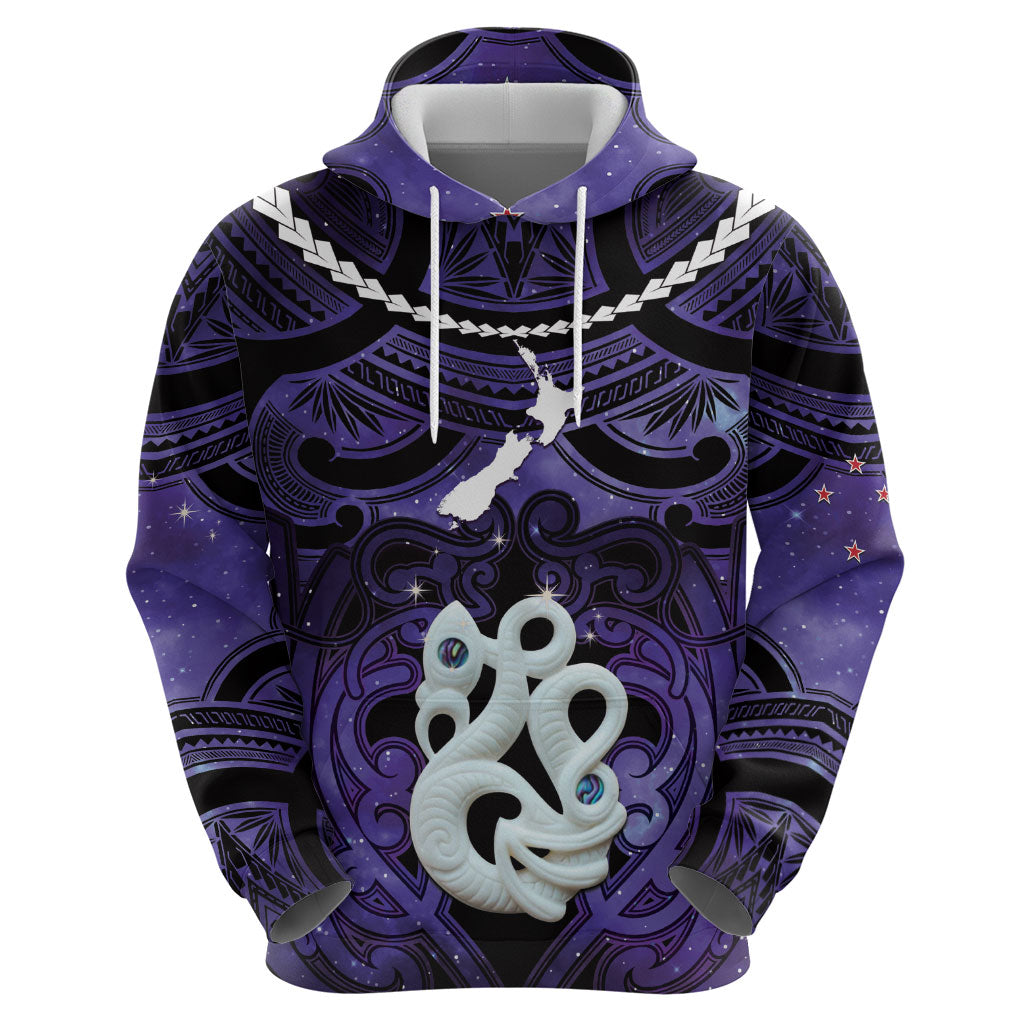 Personalised Maori Matariki Manaia Waiporoporo Hoodie Maori Kowhaiwhai Pattern Galaxy