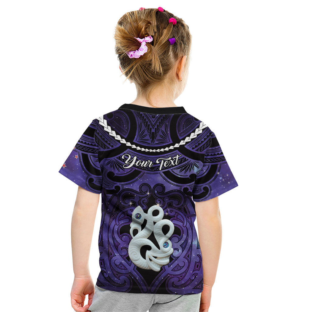 Personalised Maori Matariki Manaia Waiporoporo Kid T Shirt Maori Kowhaiwhai Pattern Galaxy