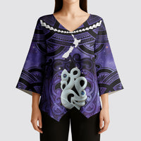 Personalised Maori Matariki Manaia Waiporoporo Kimono Sleeve Blouse Maori Kowhaiwhai Pattern Galaxy