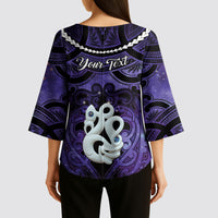 Personalised Maori Matariki Manaia Waiporoporo Kimono Sleeve Blouse Maori Kowhaiwhai Pattern Galaxy