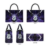 Maori Matariki Manaia Waiporoporo Leather Bag Maori Kowhaiwhai Pattern Galaxy