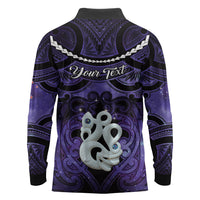 Personalised Maori Matariki Manaia Waiporoporo Long Sleeve Polo Shirt Maori Kowhaiwhai Pattern Galaxy