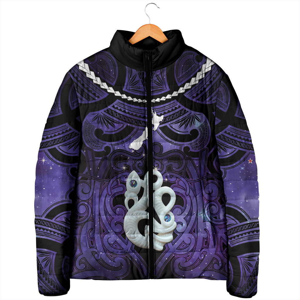 Personalised Maori Matariki Manaia Waiporoporo Padded Jacket Maori Kowhaiwhai Pattern Galaxy