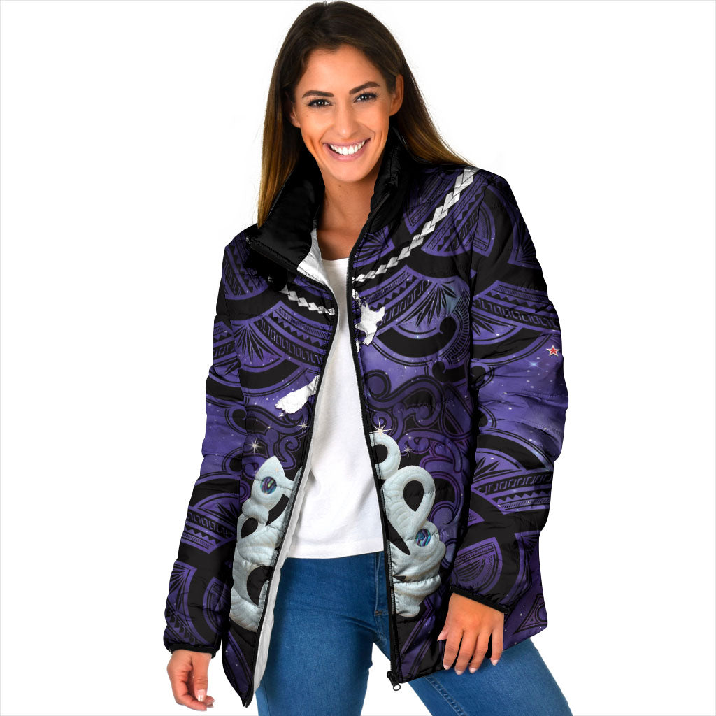Personalised Maori Matariki Manaia Waiporoporo Padded Jacket Maori Kowhaiwhai Pattern Galaxy