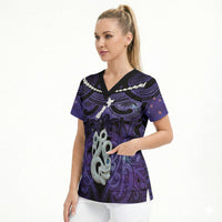 Personalised Maori Matariki Manaia Waiporoporo Scrub Top Maori Kowhaiwhai Pattern Galaxy