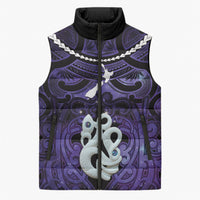 Personalised Maori Matariki Manaia Waiporoporo Sleeveless Puffer Jacket Maori Kowhaiwhai Pattern Galaxy