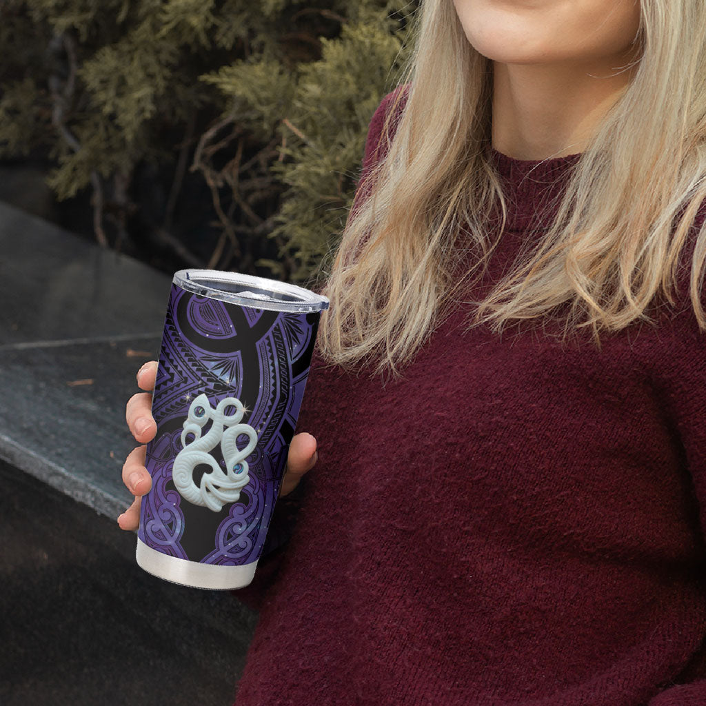 Personalised Maori Matariki Manaia Waiporoporo Tumbler Cup Maori Kowhaiwhai Pattern Galaxy