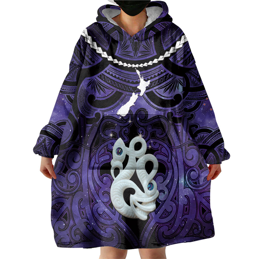 Personalised Maori Matariki Manaia Waiporoporo Wearable Blanket Hoodie Maori Kowhaiwhai Pattern Galaxy LT01 - Polynesian Pride