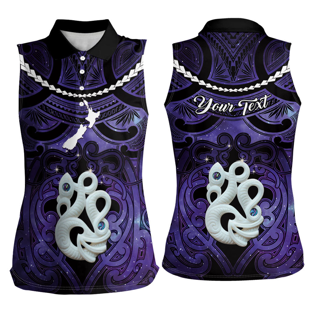 Personalised Maori Matariki Manaia Waiporoporo Women Sleeveless Polo Shirt Maori Kowhaiwhai Pattern Galaxy LT01 - Polynesian Pride
