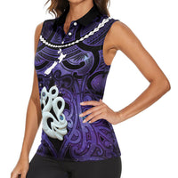 Personalised Maori Matariki Manaia Waiporoporo Women Sleeveless Polo Shirt Maori Kowhaiwhai Pattern Galaxy LT01 - Polynesian Pride