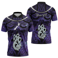 Personalised Maori Matariki Manaia Waiporoporo Zipper Polo Shirt Maori Kowhaiwhai Pattern Galaxy