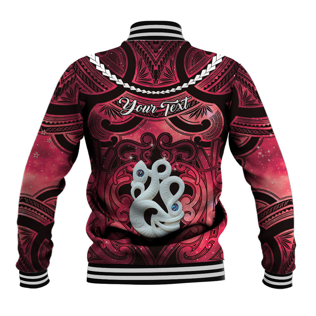 Personalised Maori Matariki Manaia Whero Baseball Jacket Maori Kowhaiwhai Pattern Galaxy