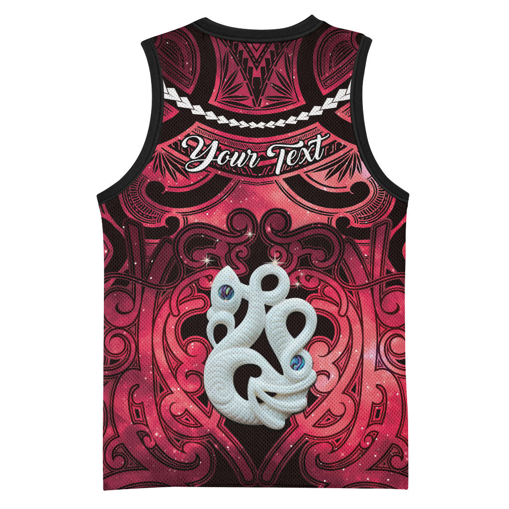 Personalised Maori Matariki Manaia Whero Basketball Jersey Maori Kowhaiwhai Pattern Galaxy
