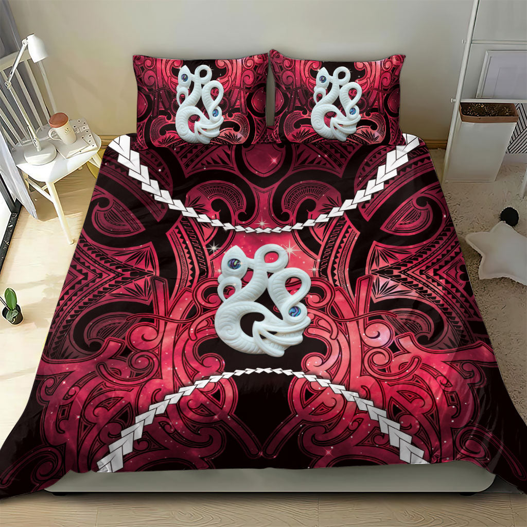 Maori Matariki Manaia Whero Bedding Set Maori Kowhaiwhai Pattern Galaxy