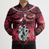 Personalised Maori Matariki Manaia Whero Bomber Puffer Jacket Maori Kowhaiwhai Pattern Galaxy