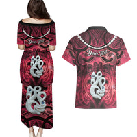 Personalised Maori Matariki Manaia Whero Couples Matching Puletasi and Hawaiian Shirt Maori Kowhaiwhai Pattern Galaxy LT01 - Polynesian Pride