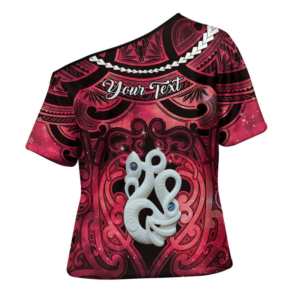 Personalised Maori Matariki Manaia Whero Cross Shoulder Shirt Maori Kowhaiwhai Pattern Galaxy