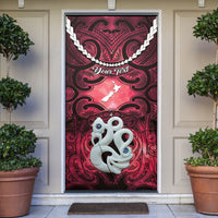 Personalised Maori Matariki Manaia Whero Door Cover Maori Kowhaiwhai Pattern Galaxy LT01 Red - Polynesian Pride