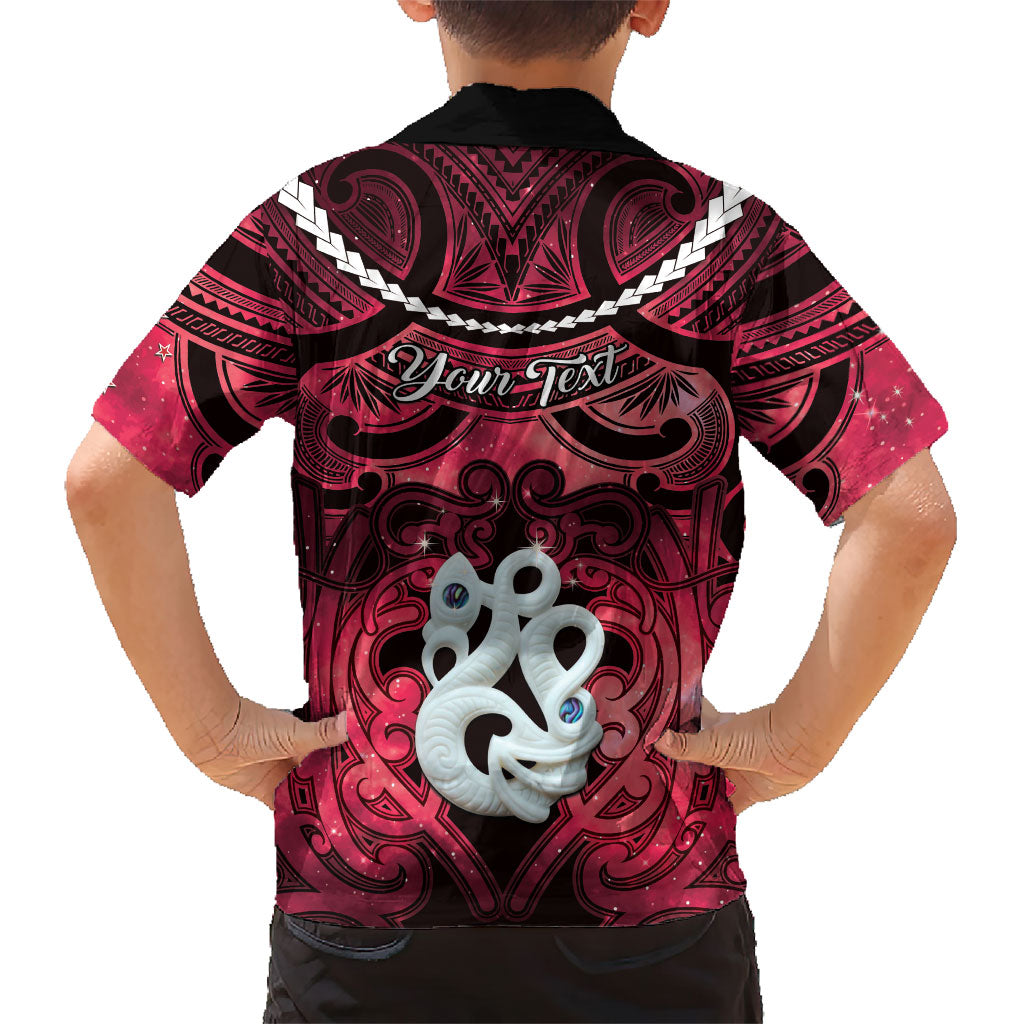 Personalised Maori Matariki Manaia Whero Family Matching Long Sleeve Bodycon Dress and Hawaiian Shirt Maori Kowhaiwhai Pattern Galaxy LT01 - Polynesian Pride