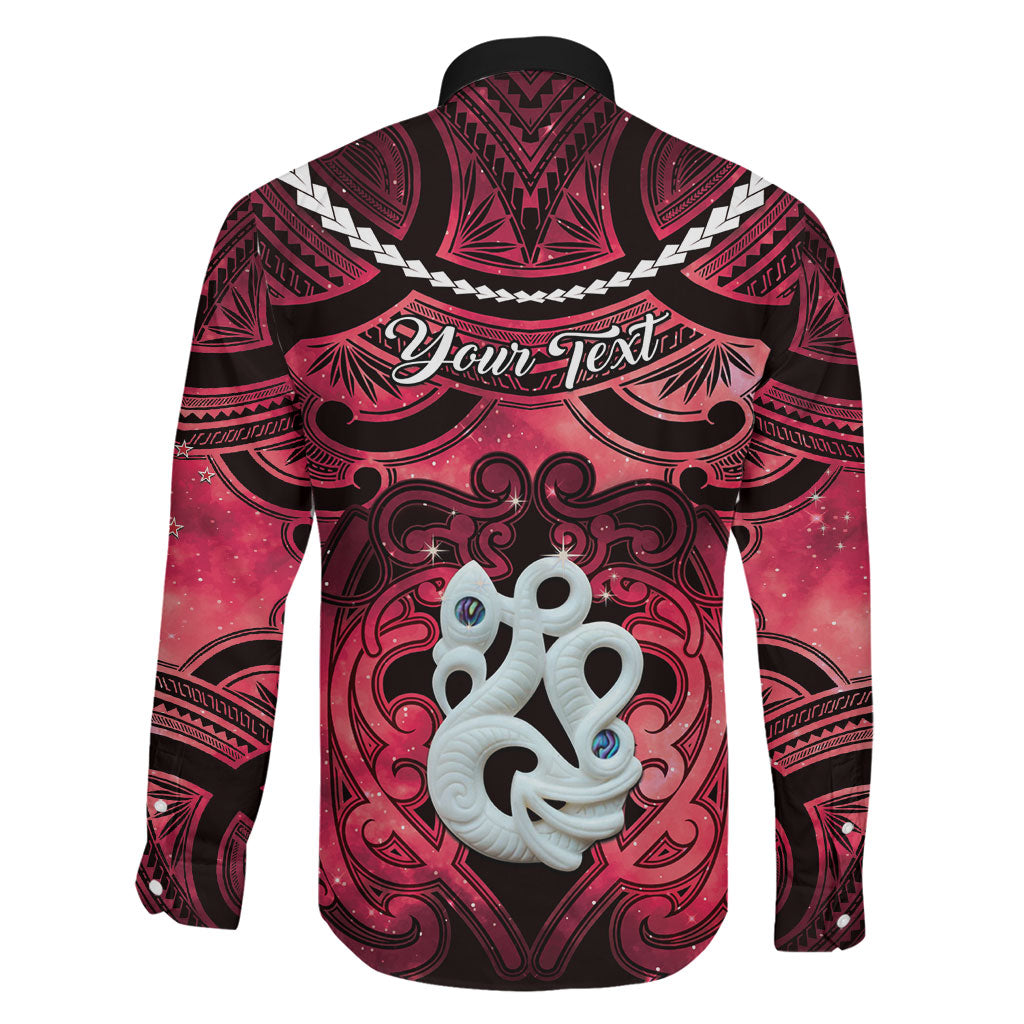 Personalised Maori Matariki Manaia Whero Family Matching Off Shoulder Short Dress and Hawaiian Shirt Maori Kowhaiwhai Pattern Galaxy LT01 - Polynesian Pride