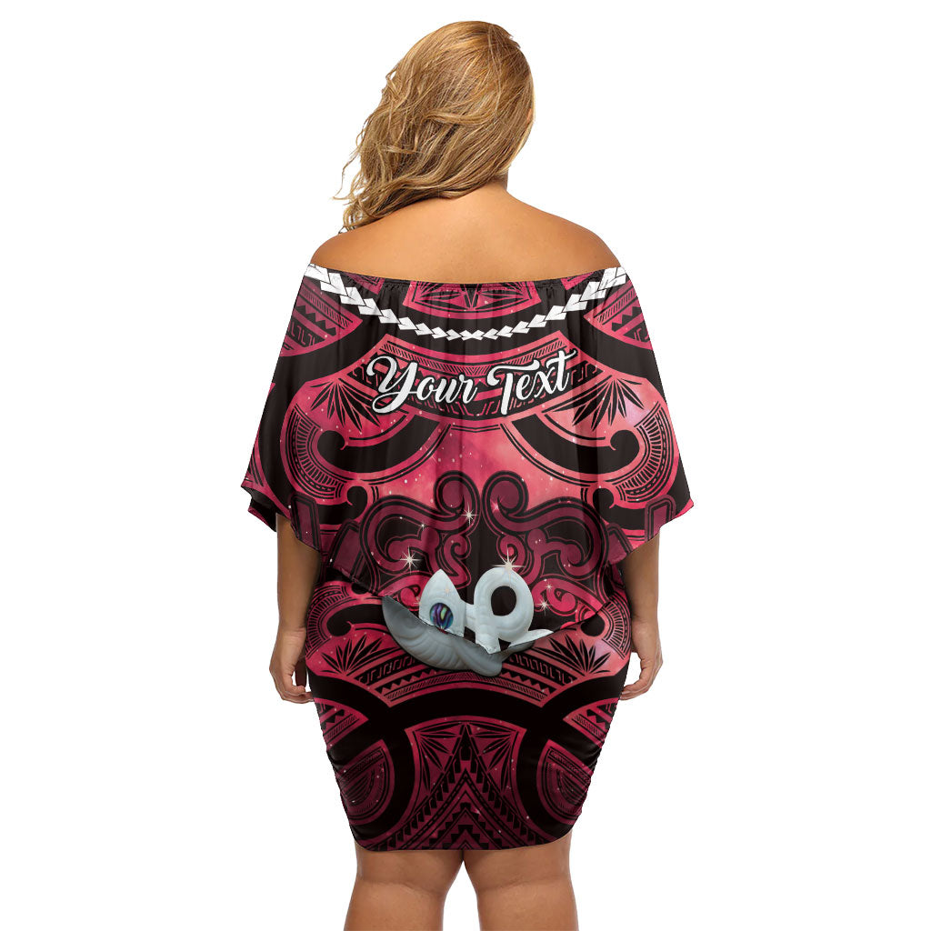 Personalised Maori Matariki Manaia Whero Family Matching Off Shoulder Short Dress and Hawaiian Shirt Maori Kowhaiwhai Pattern Galaxy LT01 - Polynesian Pride