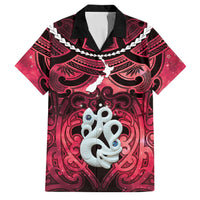 Personalised Maori Matariki Manaia Whero Family Matching Tank Maxi Dress and Hawaiian Shirt Maori Kowhaiwhai Pattern Galaxy LT01 Dad's Shirt - Short Sleeve Red - Polynesian Pride