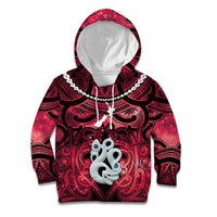 Personalised Maori Matariki Manaia Whero Kid Hoodie Maori Kowhaiwhai Pattern Galaxy LT01 Hoodie Red - Polynesian Pride