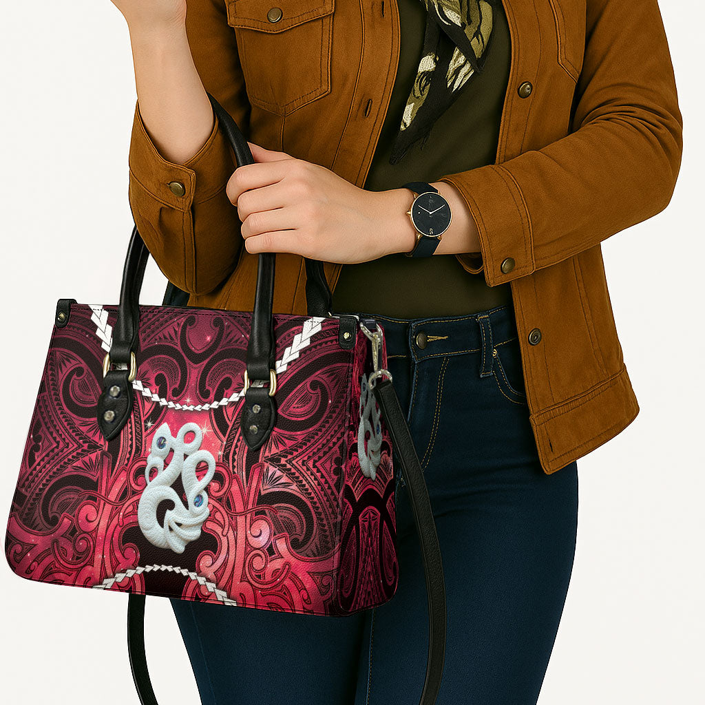 Maori Matariki Manaia Whero Leather Bag Maori Kowhaiwhai Pattern Galaxy