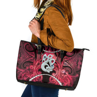 Maori Matariki Manaia Whero Leather Tote Bag Maori Kowhaiwhai Pattern Galaxy