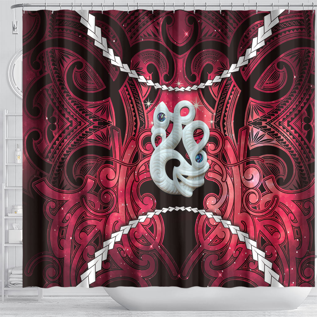 Maori Matariki Manaia Whero Shower Curtain Maori Kowhaiwhai Pattern Galaxy LT01 - Polynesian Pride