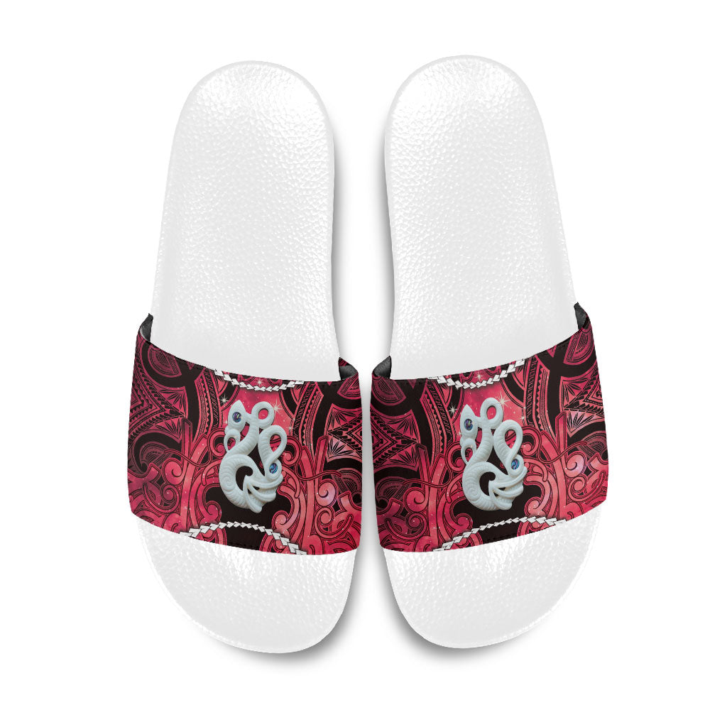 Maori Matariki Manaia Whero Slide Sandals Maori Kowhaiwhai Pattern Galaxy