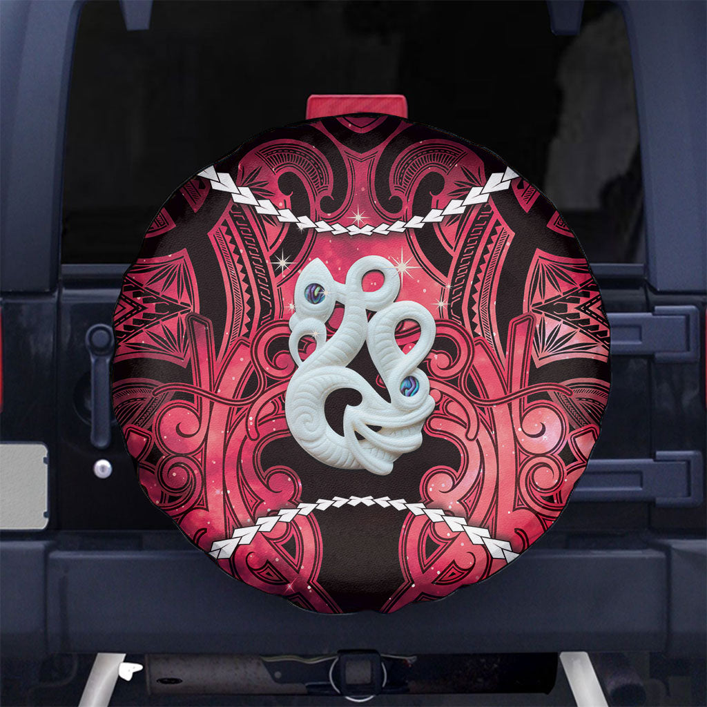 Maori Matariki Manaia Whero Spare Tire Cover Maori Kowhaiwhai Pattern Galaxy LT01 No hole Red - Polynesian Pride