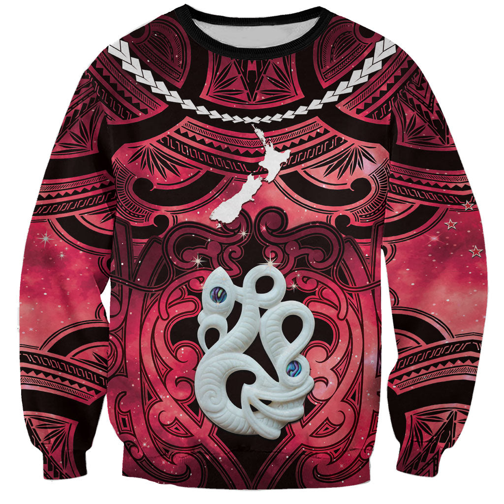 Personalised Maori Matariki Manaia Whero Sweatshirt Maori Kowhaiwhai Pattern Galaxy