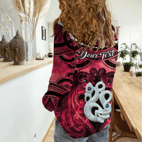 Personalised Maori Matariki Manaia Whero Women Casual Shirt Maori Kowhaiwhai Pattern Galaxy LT01 - Polynesian Pride