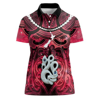 Personalised Maori Matariki Manaia Whero Women Polo Shirt Maori Kowhaiwhai Pattern Galaxy LT01 Female Red - Polynesian Pride