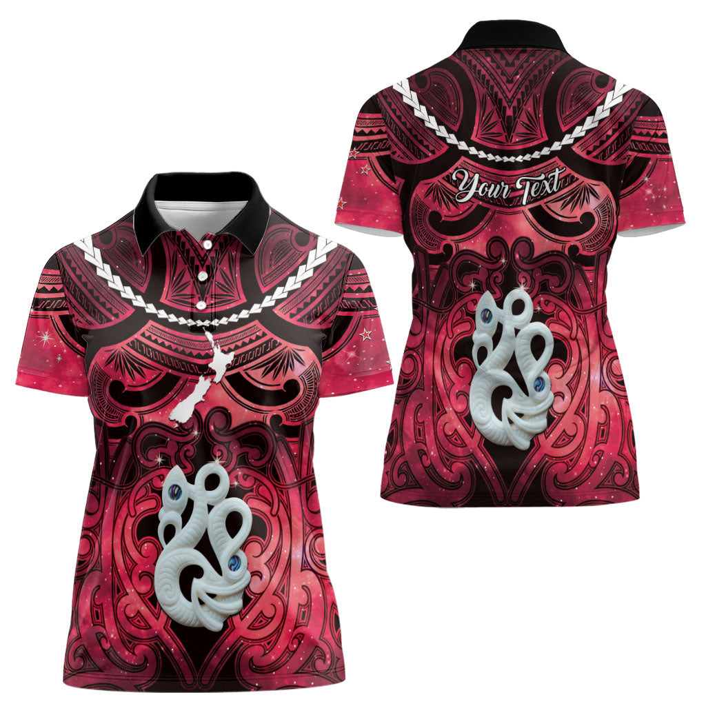Personalised Maori Matariki Manaia Whero Women Polo Shirt Maori Kowhaiwhai Pattern Galaxy LT01 - Polynesian Pride