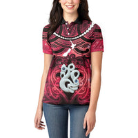 Personalised Maori Matariki Manaia Whero Women Polo Shirt Maori Kowhaiwhai Pattern Galaxy LT01 - Polynesian Pride