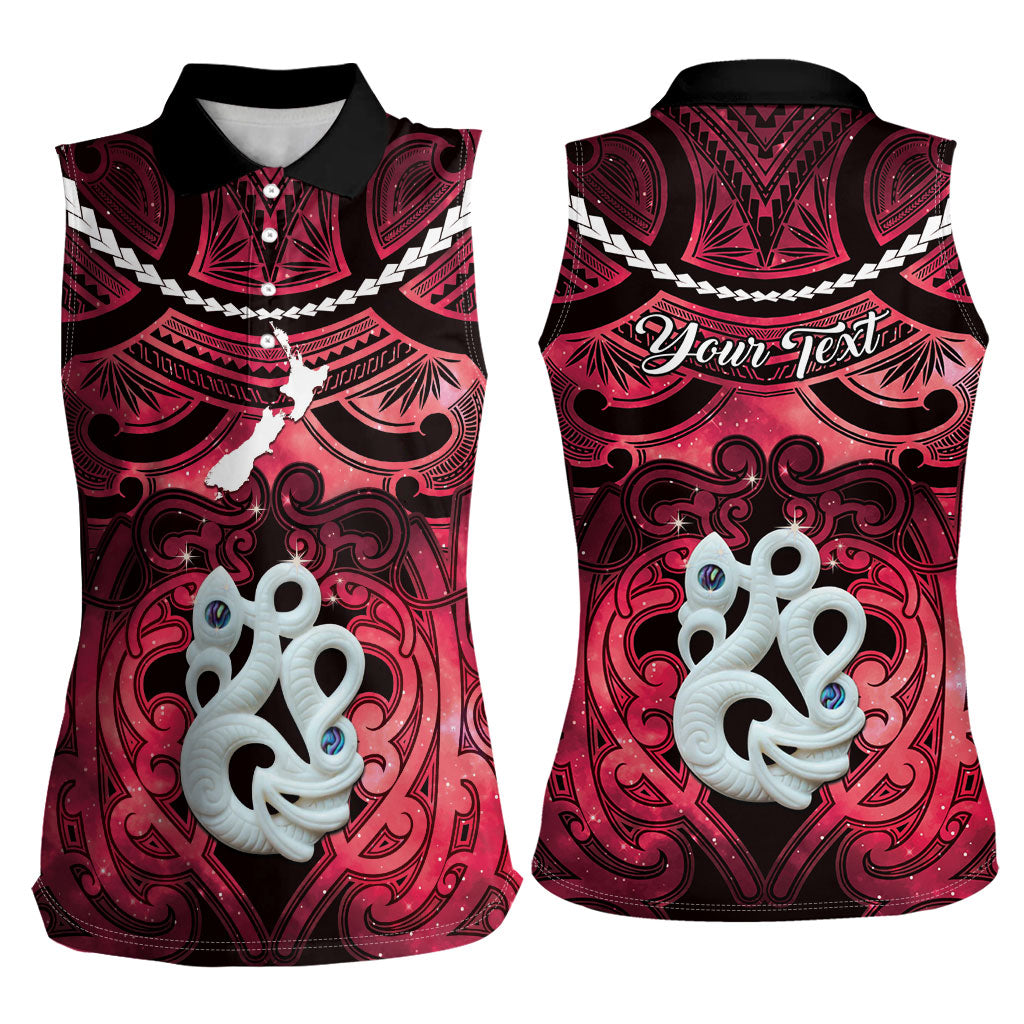 Personalised Maori Matariki Manaia Whero Women Sleeveless Polo Shirt Maori Kowhaiwhai Pattern Galaxy LT01 - Polynesian Pride