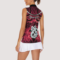 Personalised Maori Matariki Manaia Whero Women Sleeveless Polo Shirt Maori Kowhaiwhai Pattern Galaxy LT01 - Polynesian Pride