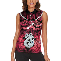 Personalised Maori Matariki Manaia Whero Women Sleeveless Polo Shirt Maori Kowhaiwhai Pattern Galaxy LT01 - Polynesian Pride