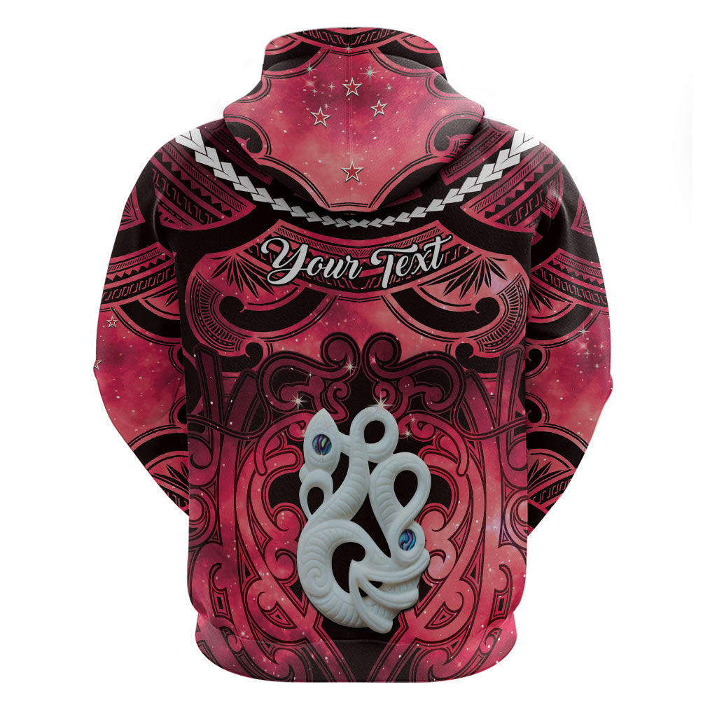 Personalised Maori Matariki Manaia Whero Zip Hoodie Maori Kowhaiwhai Pattern Galaxy