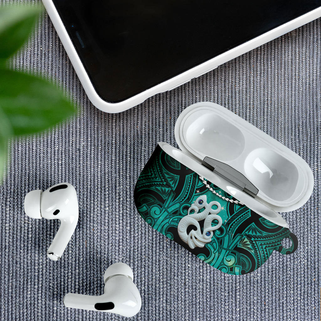 Maori Matariki Manaia Turquoise AirPods Case Maori Kowhaiwhai Pattern Galaxy