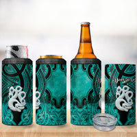 Personalised Maori Matariki Manaia Turquoise 4 in 1 Can Cooler Tumbler Maori Kowhaiwhai Pattern Galaxy