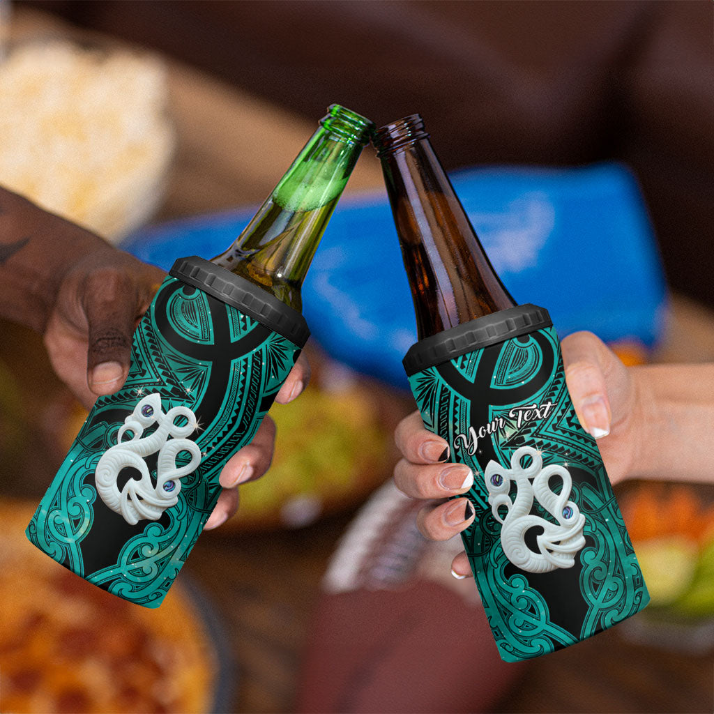 Personalised Maori Matariki Manaia Turquoise 4 in 1 Can Cooler Tumbler Maori Kowhaiwhai Pattern Galaxy