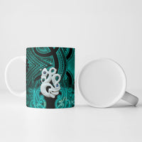 Personalised Maori Matariki Manaia Turquoise Ceramic Mug Maori Kowhaiwhai Pattern Galaxy