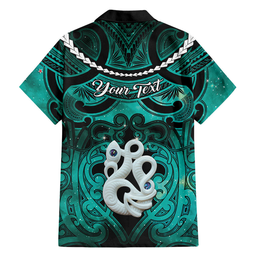Personalised Maori Matariki Manaia Turquoise Family Matching Off The Shoulder Long Sleeve Dress and Hawaiian Shirt Maori Kowhaiwhai Pattern Galaxy LT01 - Polynesian Pride