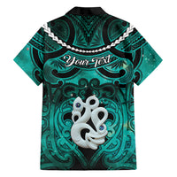 Personalised Maori Matariki Manaia Turquoise Family Matching Off The Shoulder Long Sleeve Dress and Hawaiian Shirt Maori Kowhaiwhai Pattern Galaxy LT01 - Polynesian Pride
