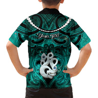 Personalised Maori Matariki Manaia Turquoise Family Matching Tank Maxi Dress and Hawaiian Shirt Maori Kowhaiwhai Pattern Galaxy LT01 - Polynesian Pride
